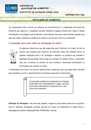 Rotulagem de Alimentos[1]. - Elos da Saúde