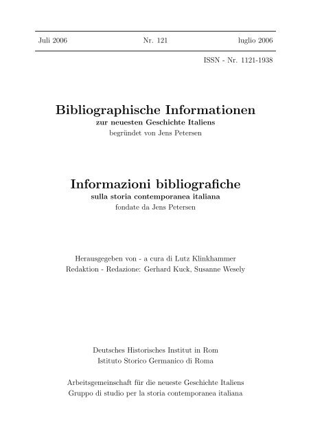 Bibliographische Informationen bibliografiche