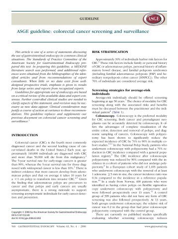 ASGE guideline: colorectal cancer screening and surveillance