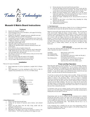 Musashi 6 Matrix Board Instructions - Tadao Technologies