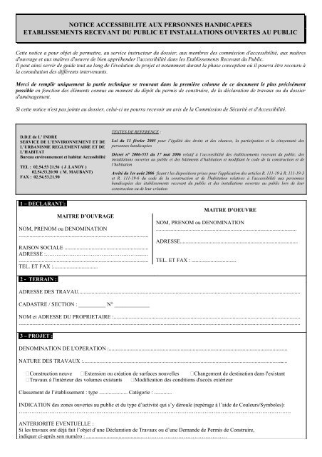 notice accessibilite aux personnes handicapees etablissements ...