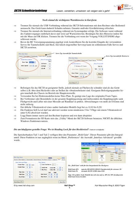 Schnellstartanleitung und neue Funktionen ab V3.02 ... - Heli Shop