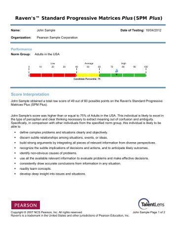 SPM Plus Sample Report - TalentLens