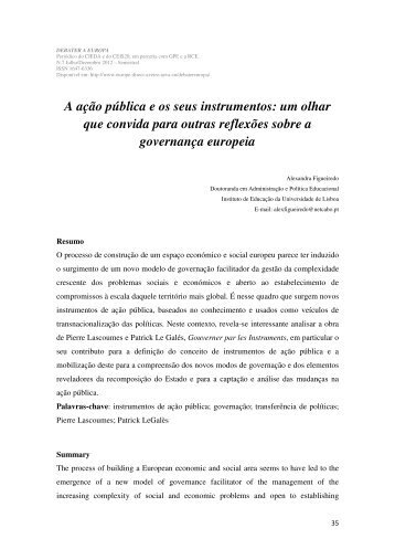 A ação pública e os seus instrumentos: um olhar que convida para ...