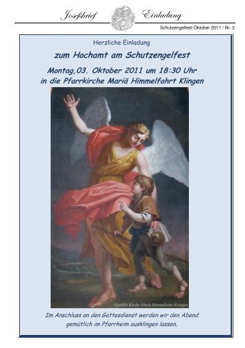 Josefsbrief Nr. 2 vom Oktober 2011 - Pfarrei Klingen