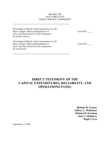 direct testimony of the capital expenditures, reliability, and - nyseg