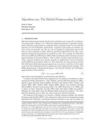 Algorithm xxx: The Matlab Postprocessing Toolkit1 - Scott A. Sarra