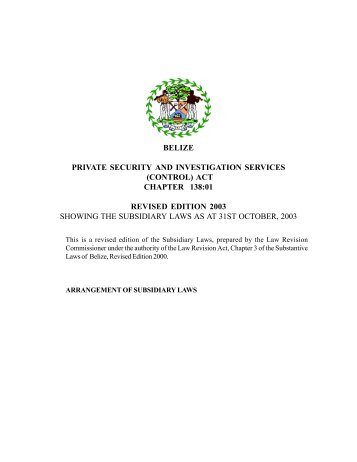 Belize: Private Security and Investigation Services (Control) Act ...
