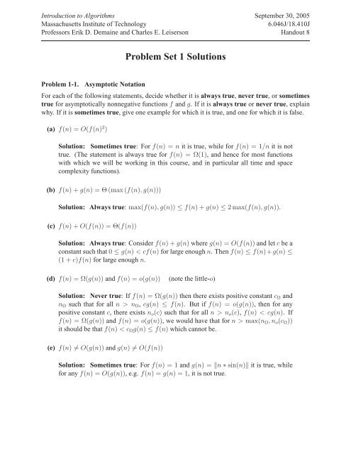 Problem Set 1 Solutions
