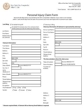 Personal Injury Claim Form - NYC Office of the Comptroller