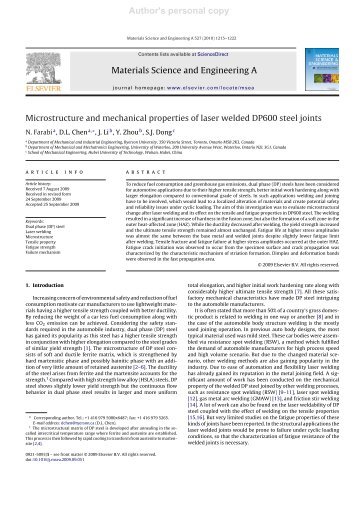 Microstructure and Mechanical Properties of Laser Welded DP600 ...