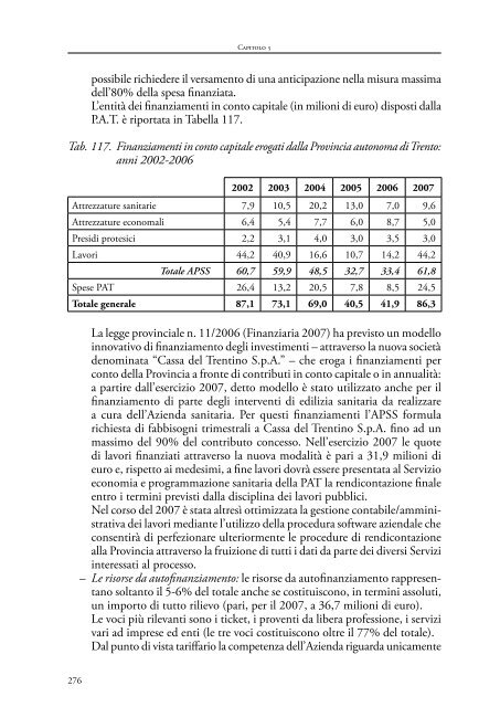 Relazione sullo stato del Servizio Sanitario ... - Trentino Salute