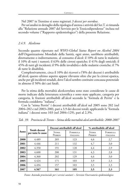 Relazione sullo stato del Servizio Sanitario ... - Trentino Salute