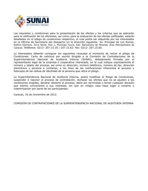concurso abierto n° ca-sunai-rrhh-s-001-2012 - Superintendencia ...