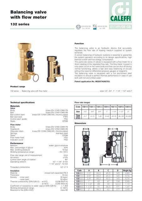 Balancing valve with flow meter - Caleffi