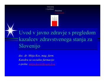 Uvod v javno zdravje s pregledom kazalcev zdravstvenega stanja za ...