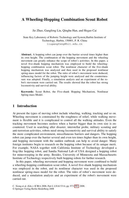 A Wheeling-Hopping Combination Scout Robot