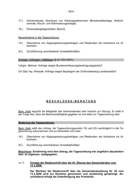 46. GR-Protokoll vom 17.04.2008 - Gemeinde Volders - Land Tirol