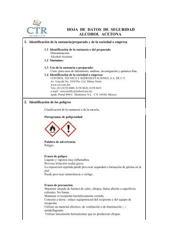 Alcohol-Acetona MSDS - CTR Scientific