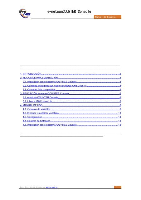 Manual e-netcamcounter Console - Ipronet Sistemas