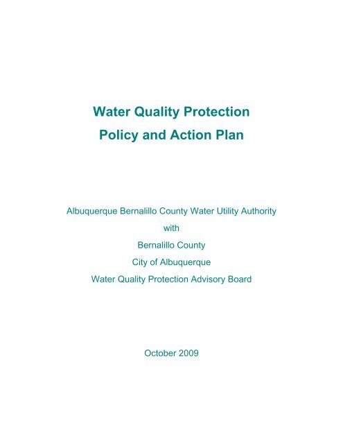 Water Quality Protection Policy and Action Plan - Bernalillo County