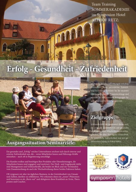 Erfolg - Gesundheit -Leadership - Hotel Althof Retz