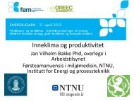 Inneklima og produktivitet, Jan Vilhelm Bakke, Arbeidstilsynet Bakke ...