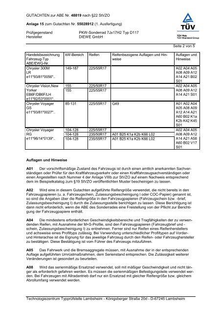 GUTACHTEN zur ABE Nr.  48819 nach §22 StVZO Anlage 12 zum ...