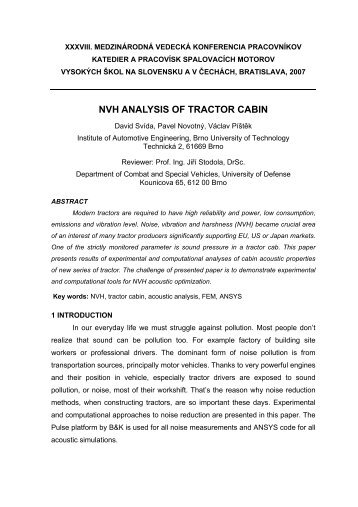 NVH ANALYSIS OF TRACTOR CABIN