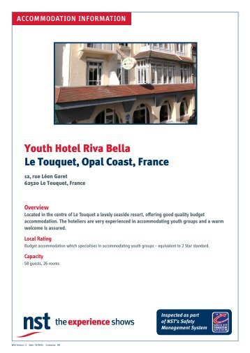 Youth Hotel Riva Bella Le Touquet, Opal Coast ... - NST Travel Group