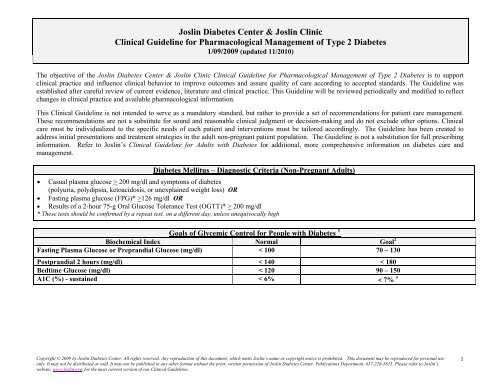 Joslin Diabetes Center & Joslin Clinic Clinical Guideline for ...