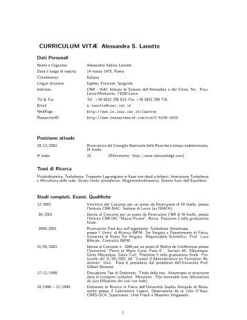 CURRICULUM VITÃ Alessandra S. Lanotte - Consiglio Nazionale ...