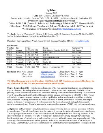 Syllabus - Syracuse University Department of Chemistry