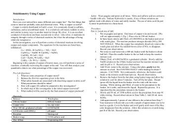 Stoichiometry Using Copper