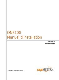 ONE100 Manuel d'installation - OneAccess extranet