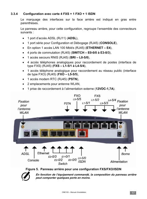 ONE100 Manuel d'installation - OneAccess extranet