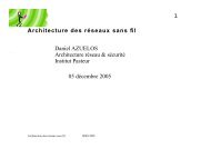 1 Architecture des rÃ©seaux sans fil Daniel AZUELOS ... - JRES 2005