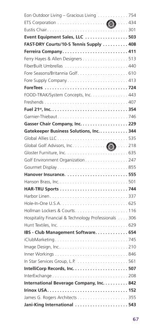 Exhibitor Listing by Company Name and Booth Number