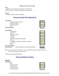 Building Your Own Financial Plan - Tallahassee Community College