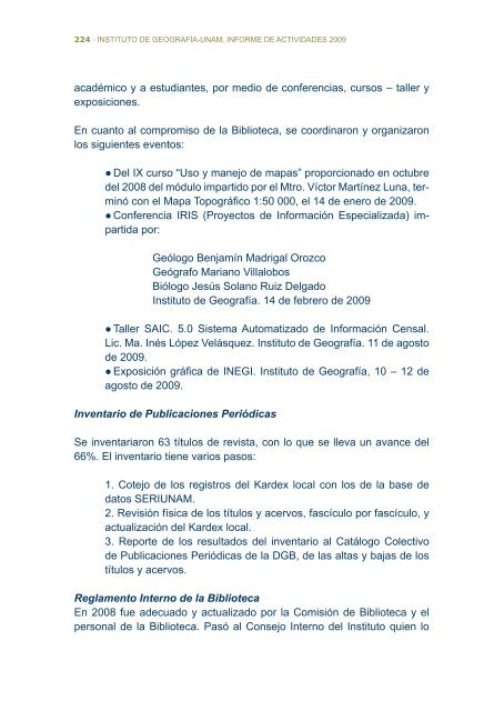 2do Informe - Instituto de GeografÃ­a - Universidad Nacional ...