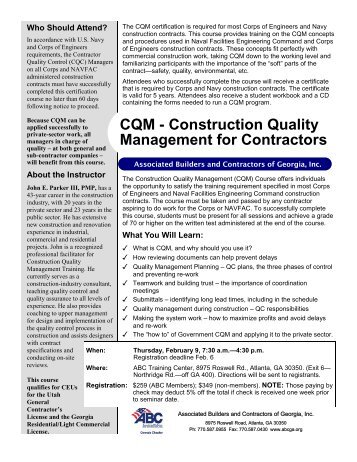 CQM - Construction Quality Management for Contractors - ABC