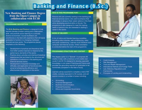 Banking and Finance (B.Sc.) - Open Campus - Uwi.edu