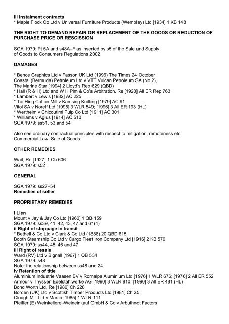 Commercial Law: Sale of Goods - ASP2 Home Page - University of ...