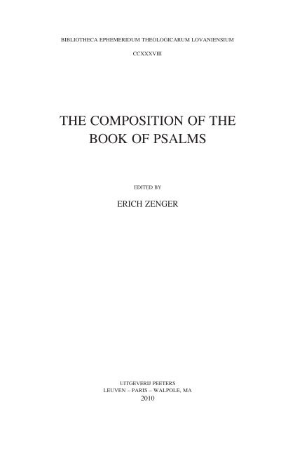 the composition of the book of psalms - Protestantse Theologische ...