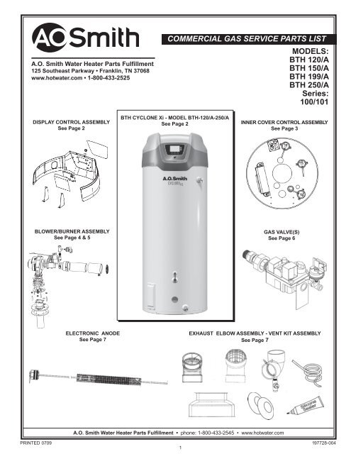 100/101 COMMERCIAL GAS SERVICE PARTS LIST