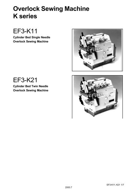 Overlock Sewing Machine K series EF3-K11 EF3-K21 - Brother
