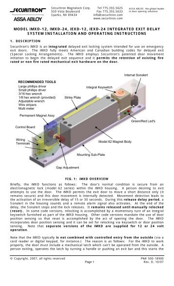 MODEL iMXD-12, iMXD-24, iEXD-12, iEXD-24 INTEGRATED EXIT ...