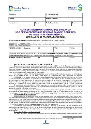 Consentimiento Informado Biobanco - Sescam