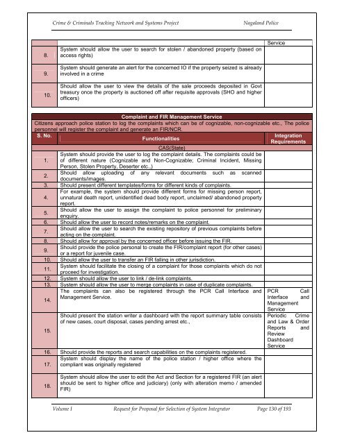 CCTNS nagaland_SI_RFP_Volume 1.pdf - National Crime Records ...