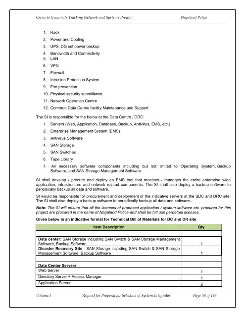 CCTNS nagaland_SI_RFP_Volume 1.pdf - National Crime Records ...